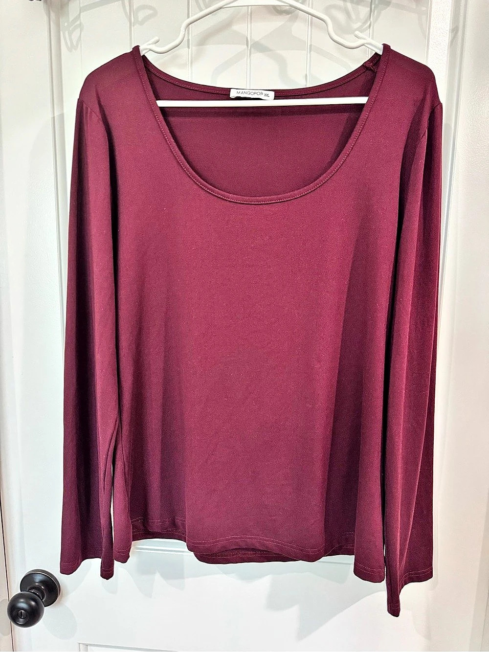 Mango Long Sleeve Scoop Neck in Purple XXL Like New